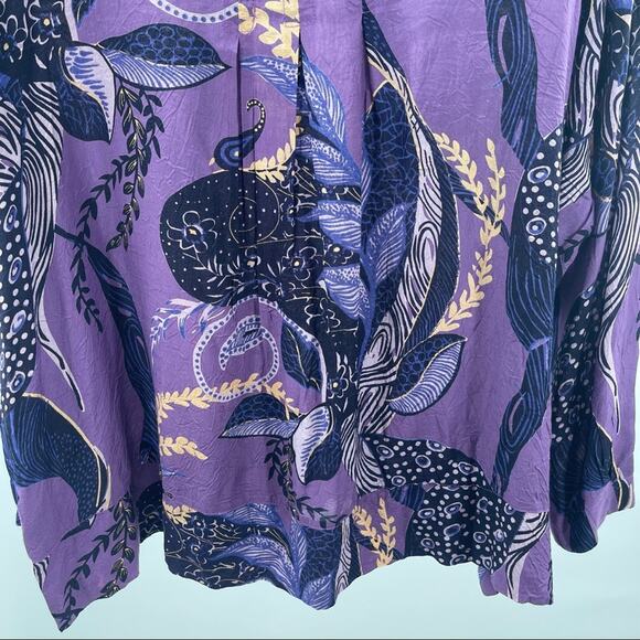 MASAI Purple Print Tunic Size Medium Made India Satin Wrinkled Style Medium - Picture 10 of 13